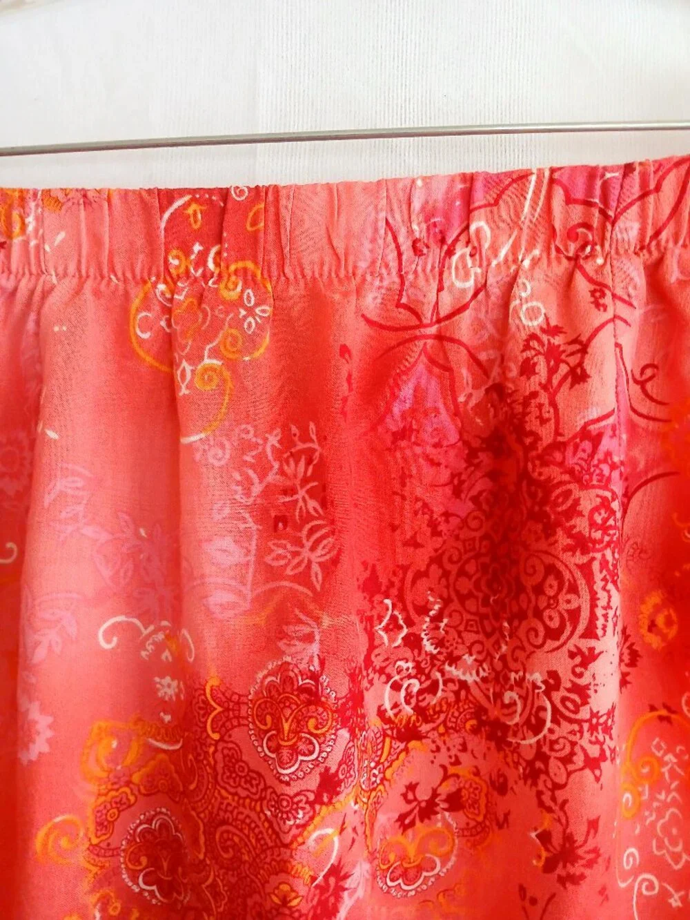 Vintage Lee City Elements Coral Floral Midi Skirt M Boho Cottagecore USA Made